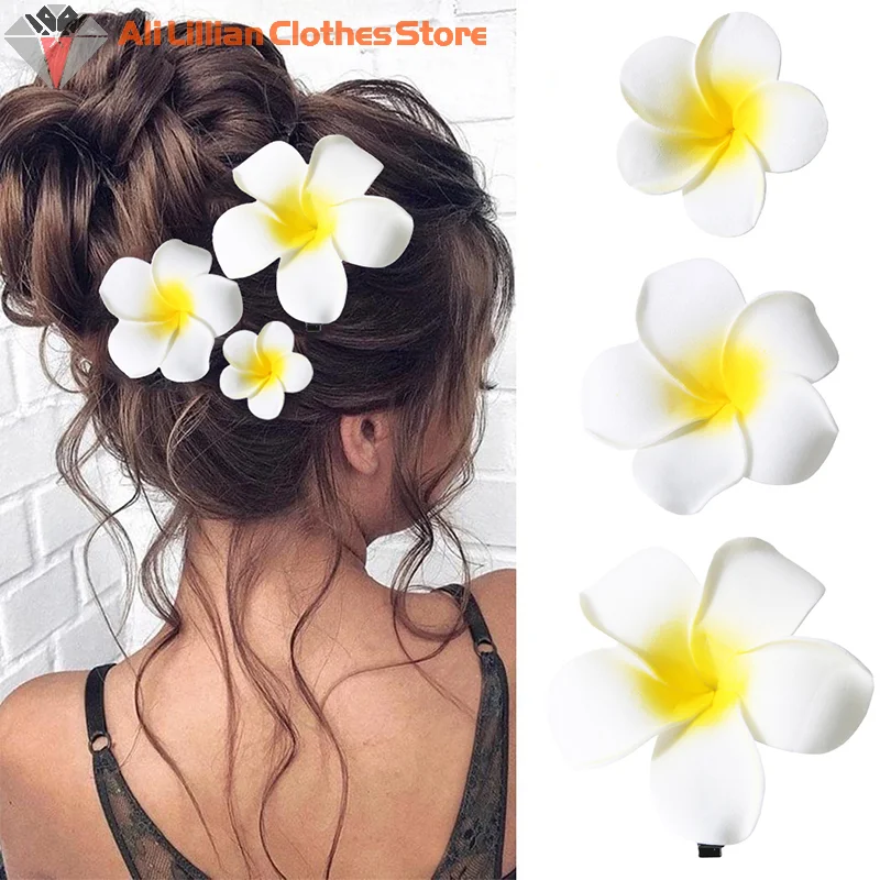 Plumeria Flower Hair Clips For Women Girls Forcine Egg Flower Sweet Side Hair Clips Barrettes Accessori Per Capelli Per Feste Hawaiane