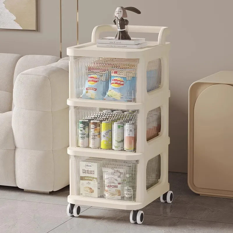 Multi-Layer Transparent Trolley Storage Shelf Trolley Organizer Drawer-Type Rolling Storage Mobile Cosmetics Snack Rack storage rack rolling storage cart