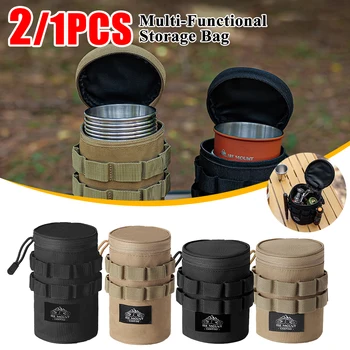 1/2PCS Camping Water Cup Storage Bag Portable Lights Storage Pouch 600D Oxford Cloth Multi-Functional Outdoor Tools Organizer