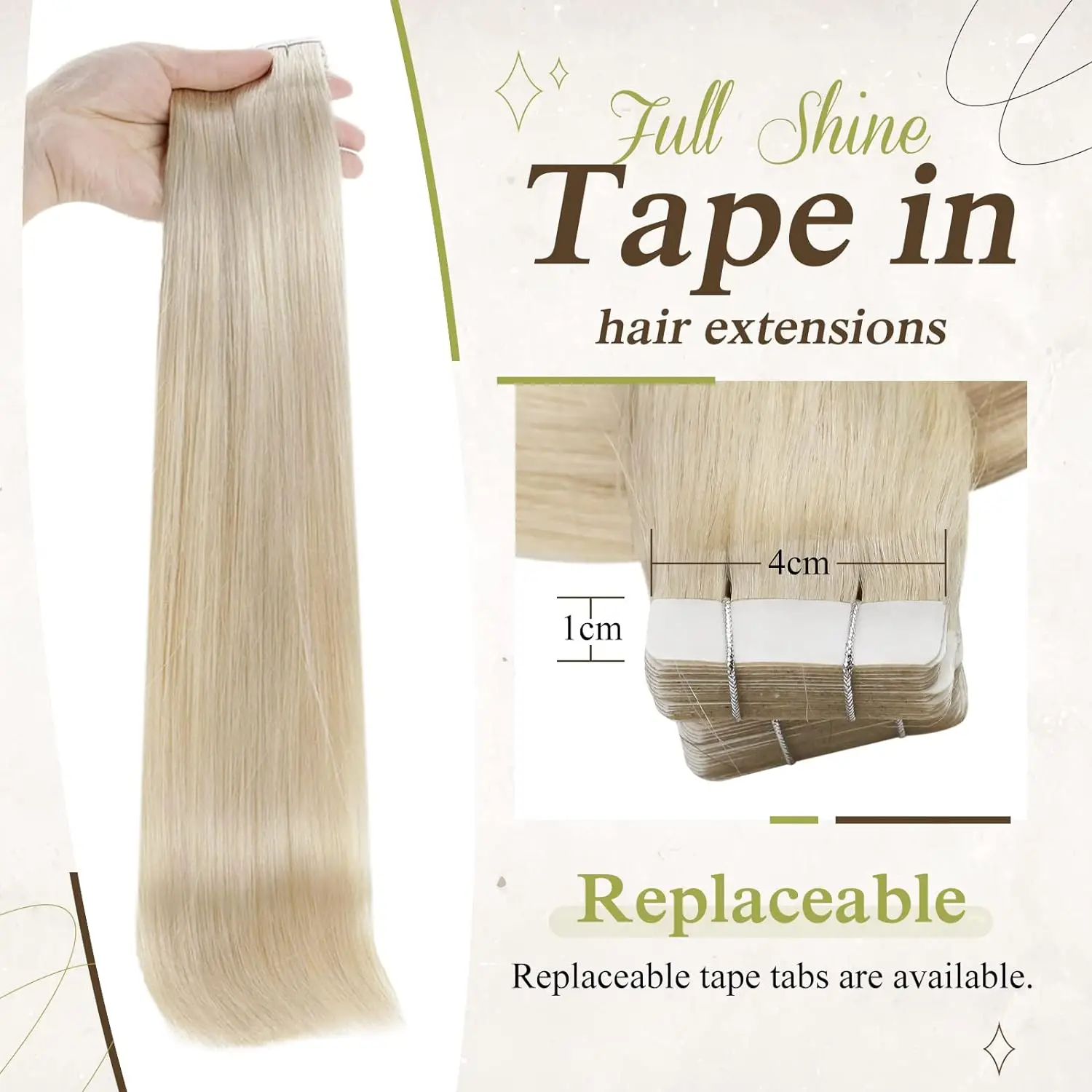 Full Shine Tape In 100% Remy Human Hair Straight Double Sided