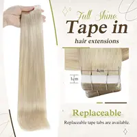 Bande entièrement brillante en 100% cheveux humains Remy, lisses, Double face, blond, confortable, soyeux, naturel, pour femmes 4