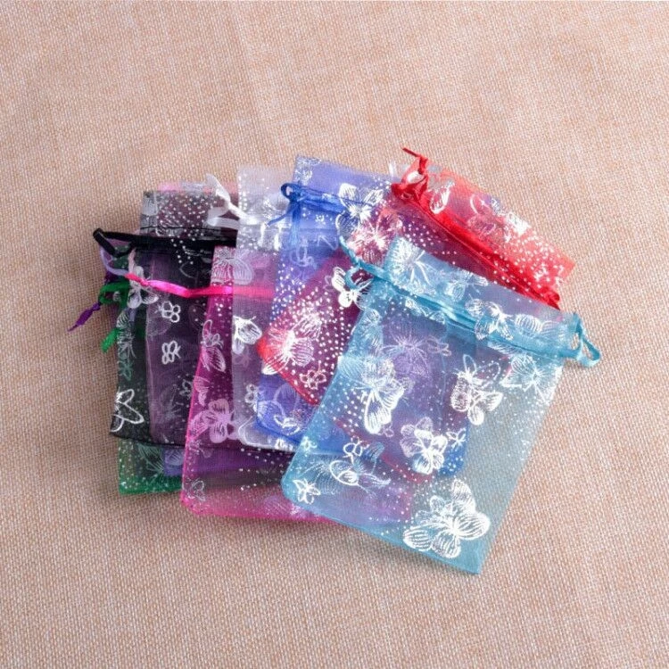 50 stücke weißer Schmetterling Organza Kordel zug Geschenk kleine Beutel Taschen Perlen Schmuck Beutel für Hochzeit Süßigkeiten Festival bevorzugen Verpackung – Detail 7