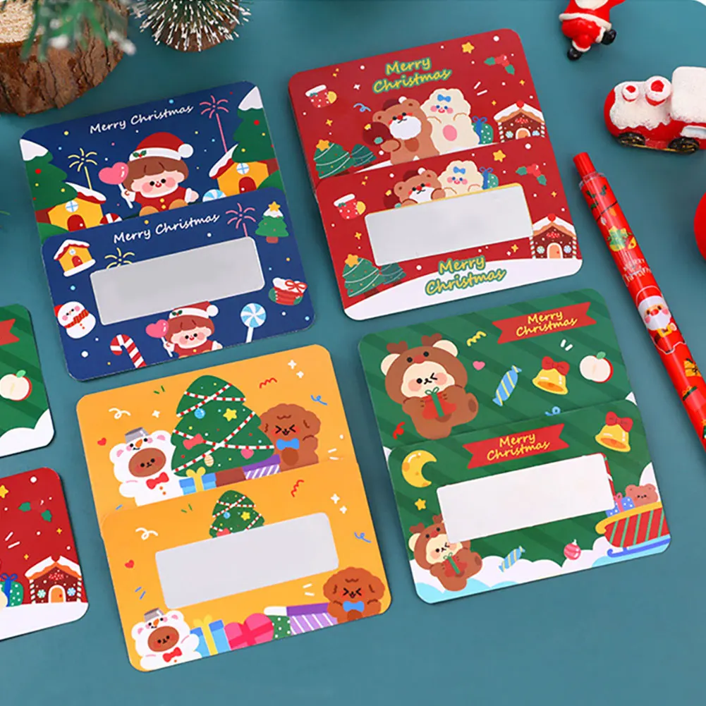 20Pcs Christmas Reward Scratch Card Film Coated Stickers Scratch Off Labels Xmas Stickers DIY Children's Redemption Vouchers