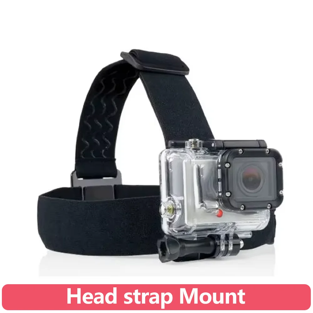 Kit de montage universel pour caméra 360° avec support tête, clip téléphone et adaptateur métal sur fond blanc.