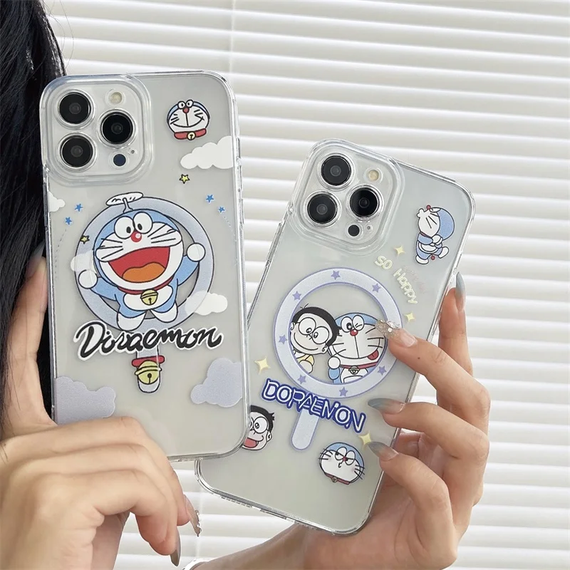 Японский аниме мультфильм Doraemon Nobita Nobi чехол для iPhone 15 11 12 13 14 Pro Max мягкий Magsafe Магнитная Беспроводная зарядка прозрачный Capa