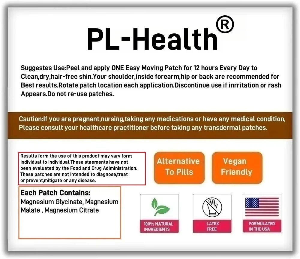 30 Patches Magnesium Complex Transdermal Patches Magnesium Glycinate for Sleeping, Energy, and Relaxation Support