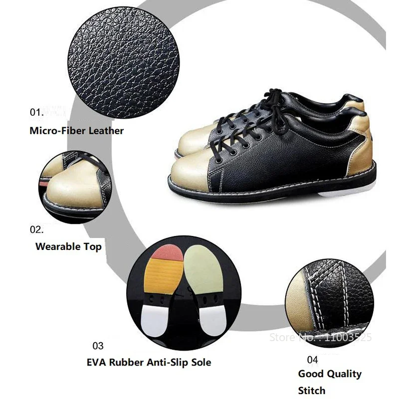 New Professional Men Breathable Bowling Shoes Women Micro-fiber Leather Athletic Shoes Unisex Wear -resistant Bowling Alley