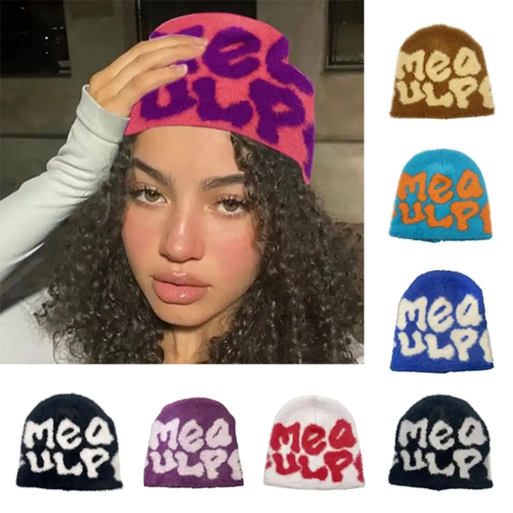 

Y2K Knitted Hat New Jacquard Elastic Cashmere Cap Warm Winter Hats Outdoor