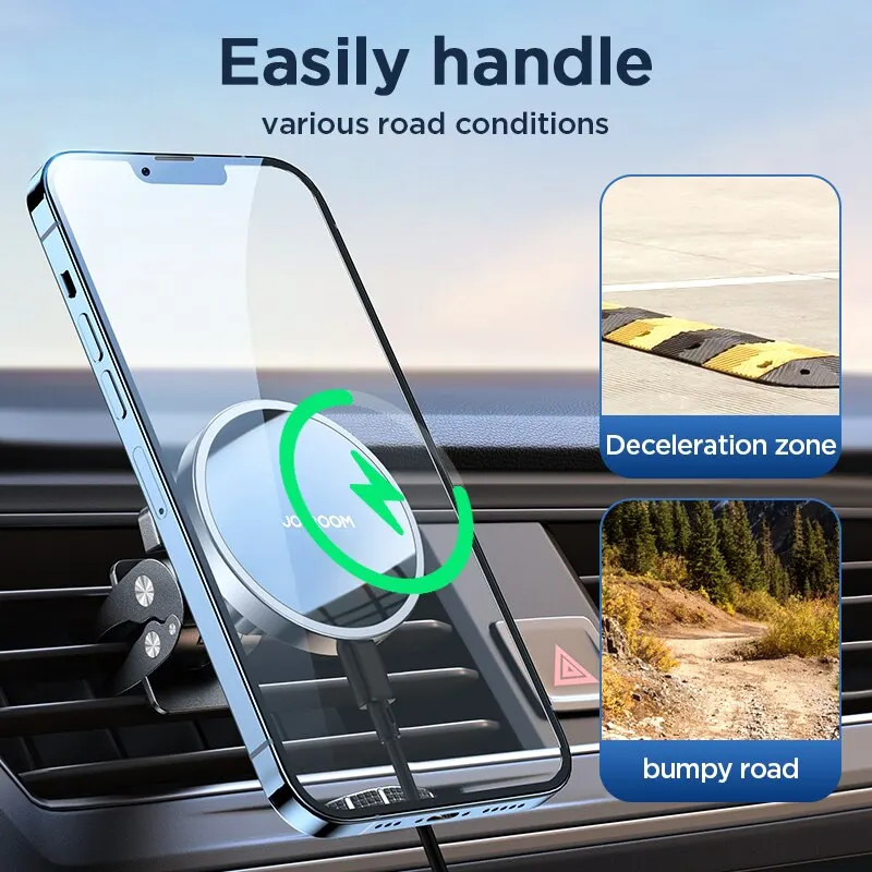 Magnetic Wireless Charger Holder Joyroom 15W Qi For iPhone 14 13 12 Series Fast Air Vent Car Phone Holder