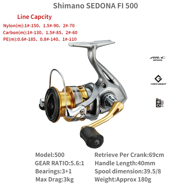 Shimano Sedona Spinning Reel 1000  Fishing Reel Shimano Sedona 5000 -  Shimano 500 - Aliexpress