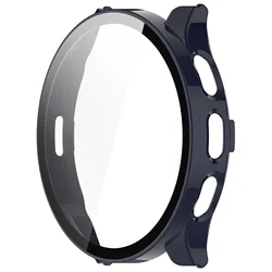 Premium Tempered Glass Protective Case for Smartwatch - Durable Hard Shell with Screen Guard (Midnight Blue)