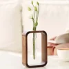 Solid Wood Test Tube Vase, Transparent Glass, Tabletop Decoration, Black Walnut, Green, Green, Living Room 3