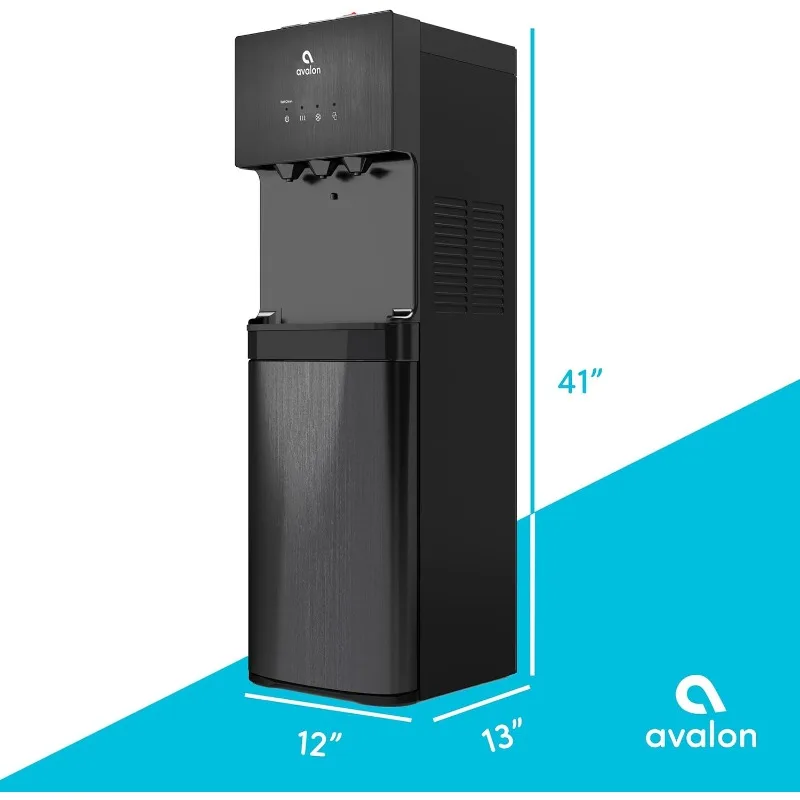 Avalon A3BLK Self Cleaning Bottom Loading Water Cooler Dispenser, 3 Temperature-UL/Energy Star Approved-Black Stainless Steel, 5 6