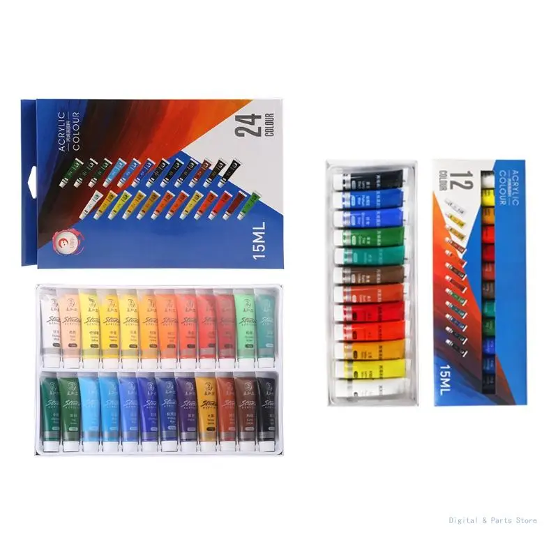 

M17F 12/24 Colors Artist Acrylic Paints 15ml Tubes Drawing Painting Pigment Hand-painted Wall Paint DIY