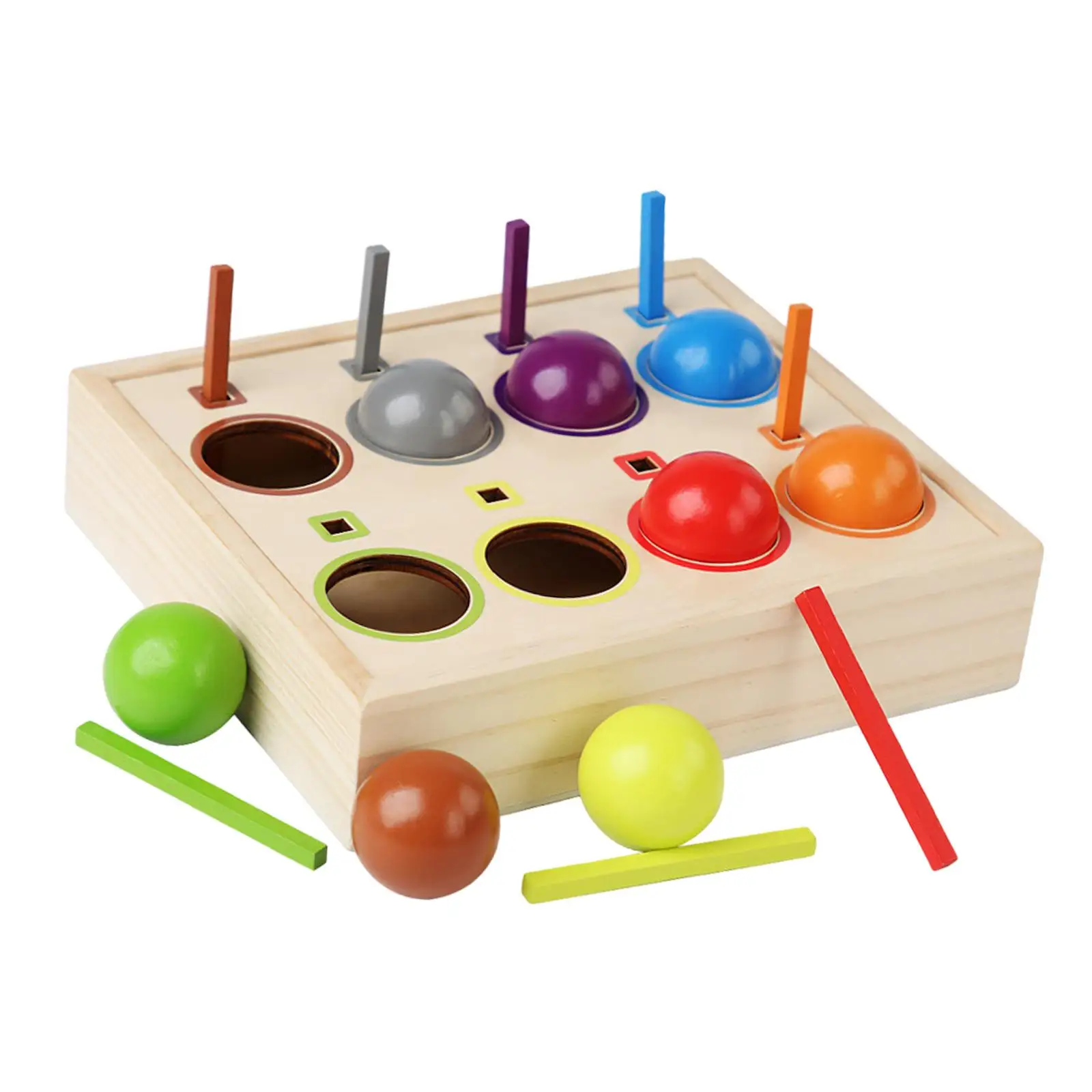 

Rainbow Ball Matching Toy Montessori Wooden Toy for Age 1 2 3 4 Boys Girls