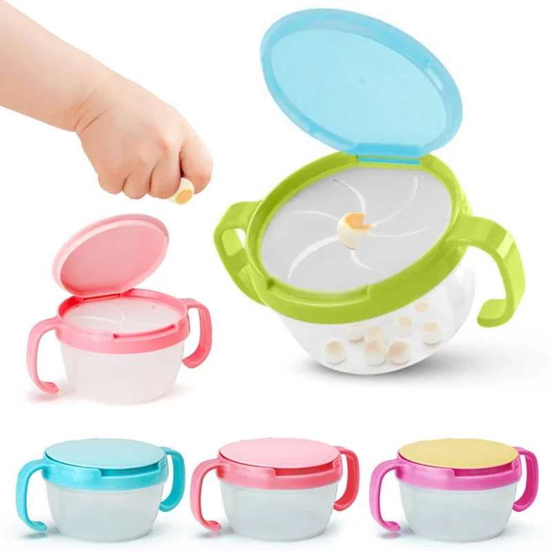 Baby Feeding Bowl Double Handle Snack Cup Jar Bowl Spill-Proof Biscuits Container Box Snacks Storage Box Kids Spill-Proof Cup