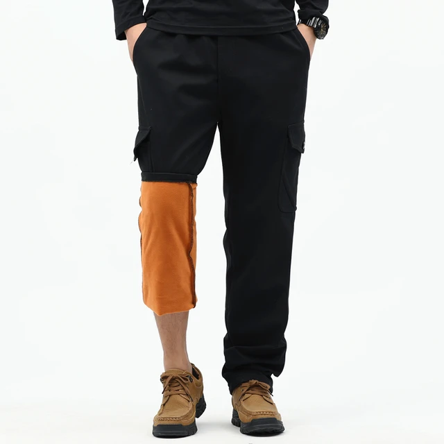 Multi-Pocket Men Winter Thickened Cargo Pants Men Casual Loose