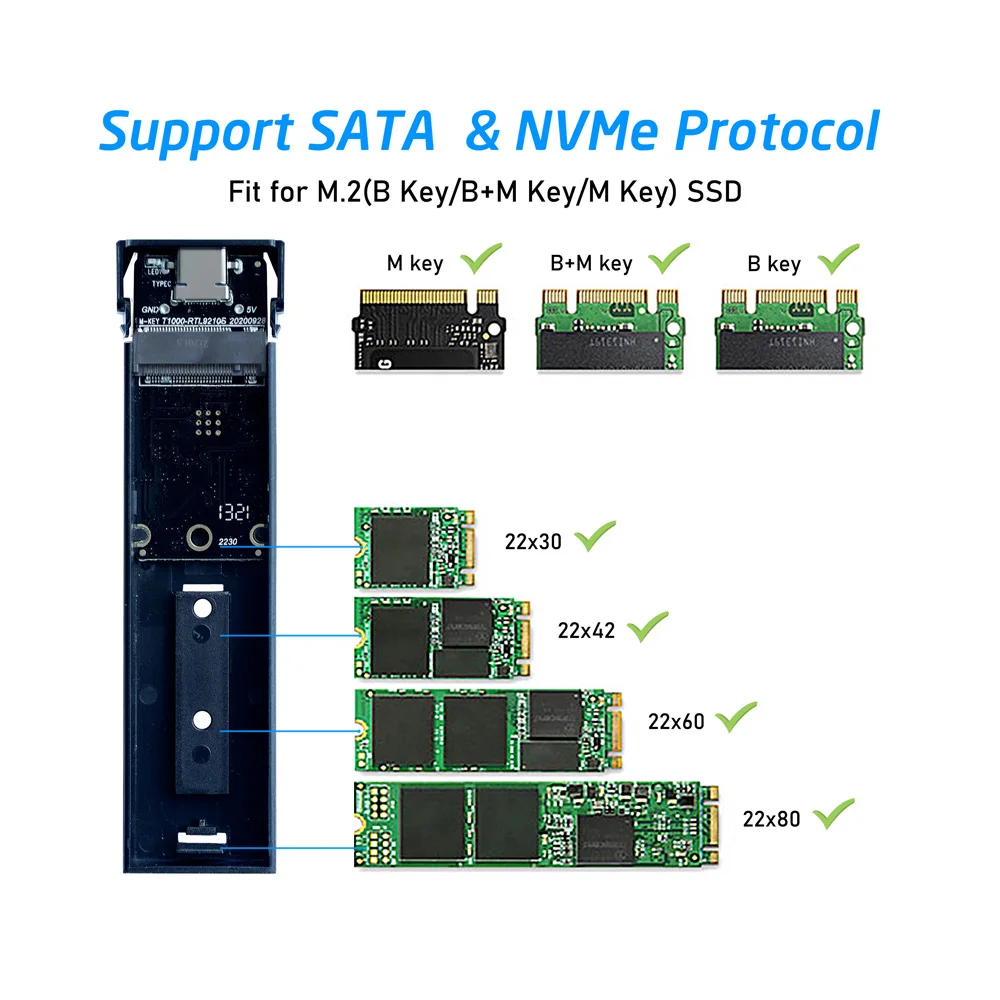 SSD M.2-USB 3.1   ܺ ڽ   PCIE NVME NGFF SATA 10Gbps Ŭ