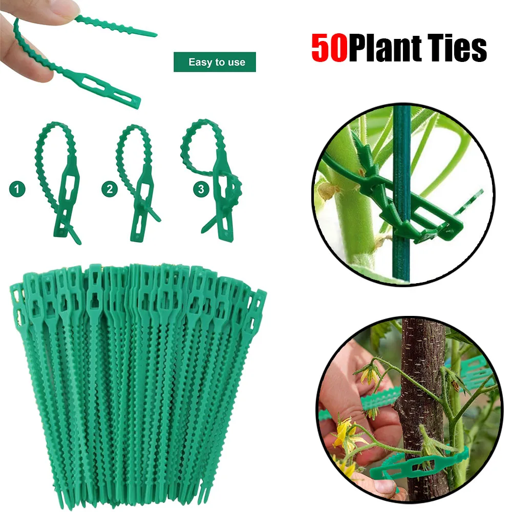 

50PCS Cable Ties for Plants Quality Self-locking Plastic Reusable Plant Fixed Tie Fastener Zip Loop Gardening Accessories ﻿