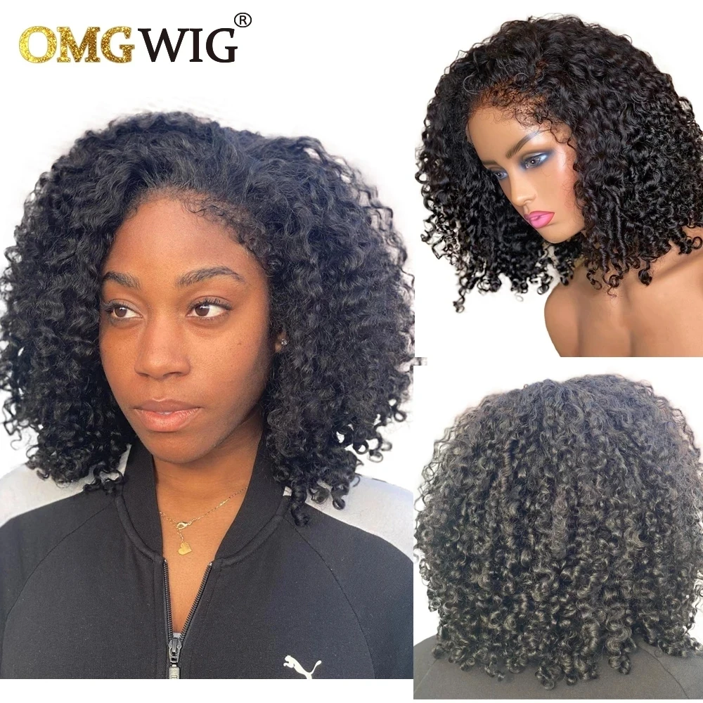 Curly Baby Hair New Trend Younger Curly Bob Wig 13X6 Lace Frontal Wig Human Hair For Black Women Pre Plucked With Baby