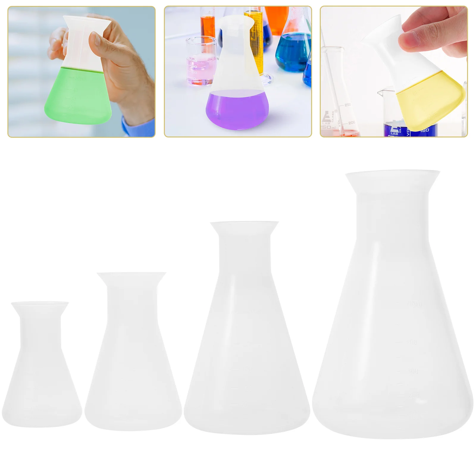 

4 Pcs Erlenmeyer Chemistry Flask Professional Pp Scale Conical Chemistry Plastic Laboratory Science Chemistry Flasks Scientific