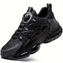 Men's Steel Toe Air Cushion Safety Shoes - Puncture-Proof Rotating Button Work Sneakers - 41 (678)