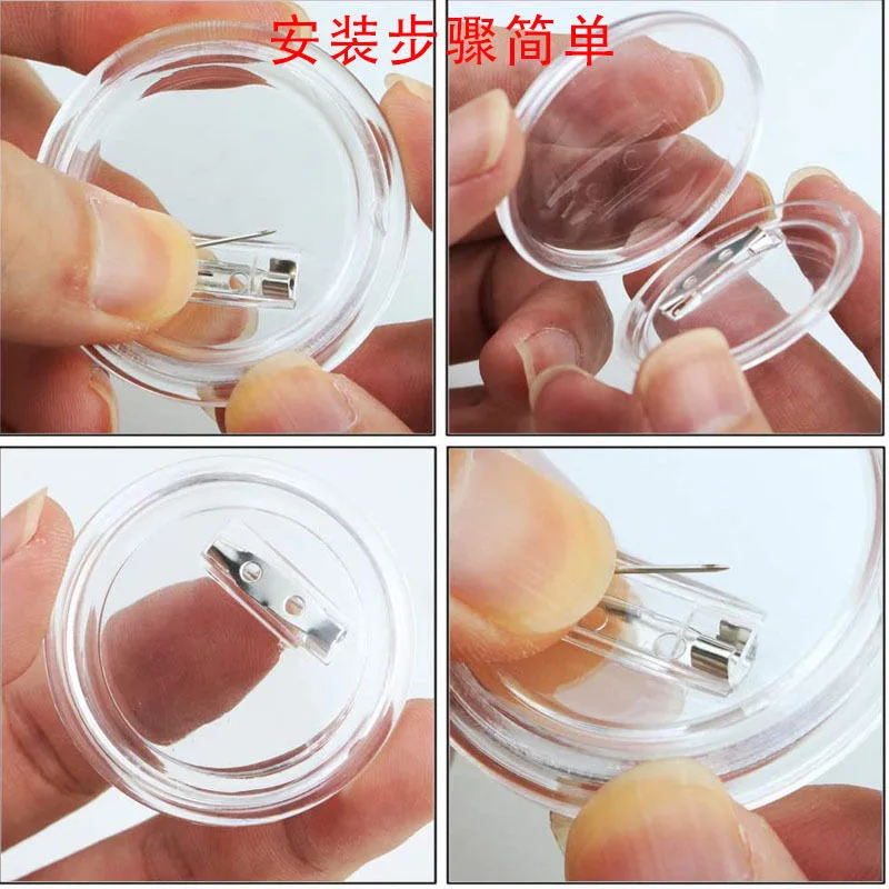 Transparent Plastic Badge Acrylic Open Cover Pin Badge 10Pcs Dia 45mm Diy Handmade Creative Handmade Friends Gift badge parts badge pin