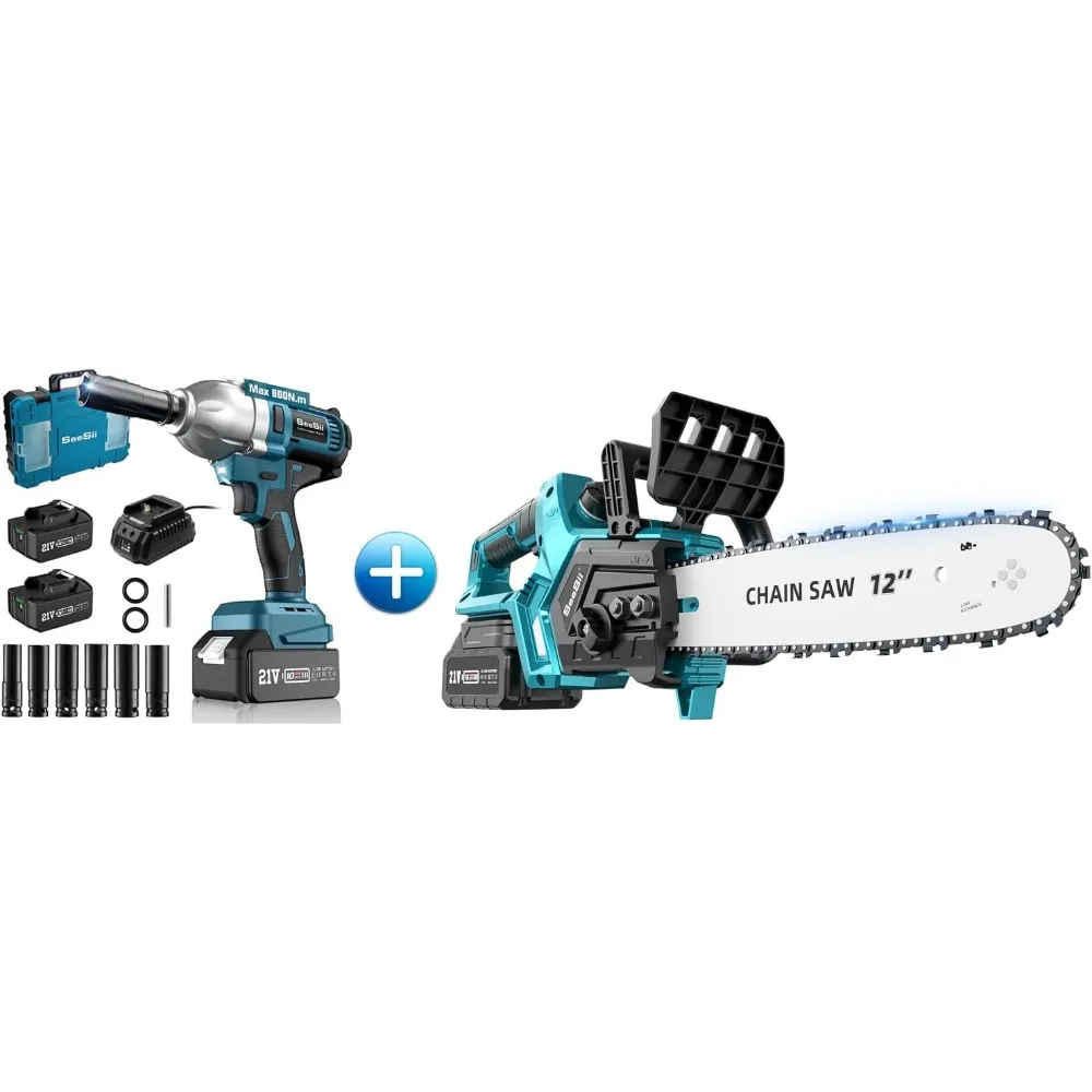 

Seesii Cordless Electric Impact Wrench & Cordless Chainsaw 12 Inch