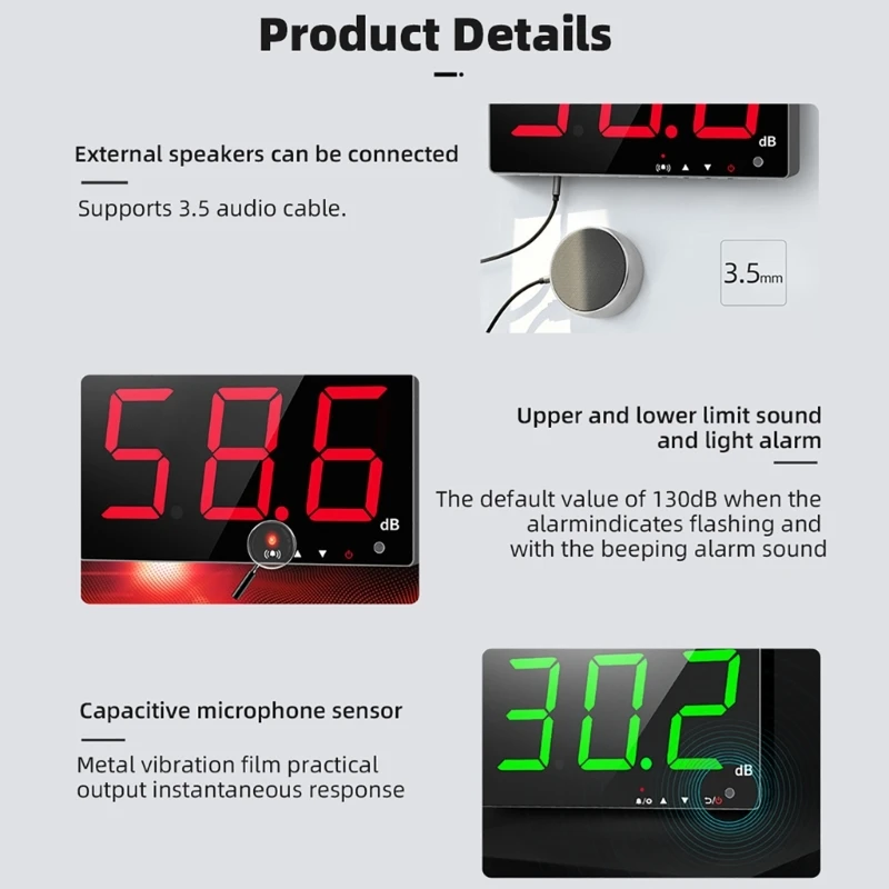 벽걸이 형 사운드 레벨 미터 30dB To130dB 소음 데시벨 모니터 Decibelim 측정은 PC와 연결할 수 있습니다