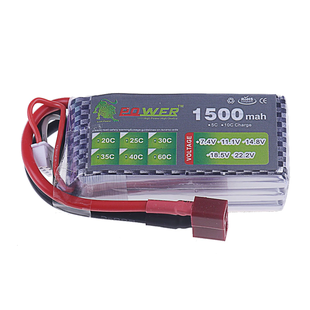 Batterie drone lipo haute capacité 4200mAh noire avec câbles et connecteurs multiples