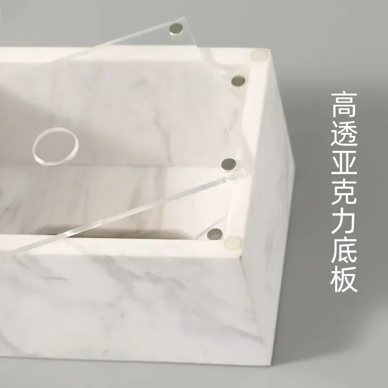 Nordic Natural Marble Tissue Box Square Rectangle Creative Black White Paper Drawer Paper Box Home Hotel Model Room Ornaments 5