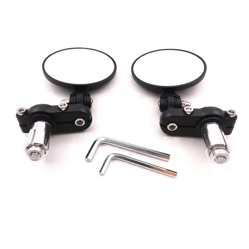 

1 Pair Motorcycle Rear Mirror Universal Classic Retro Folding Black Round Handle Mirror Motorbike Handlebar End Rear View Mirror