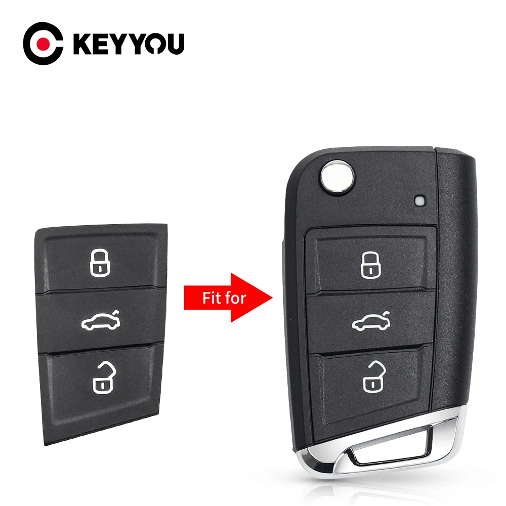 

KEYYOU 50pcs For Volkswagen VW Golf 7 4 5 Mk4 6 Skoda Octavia Seat Leon Ibiza Altea Fob Car Key 3 Buttons Rubber Pad Shell Case