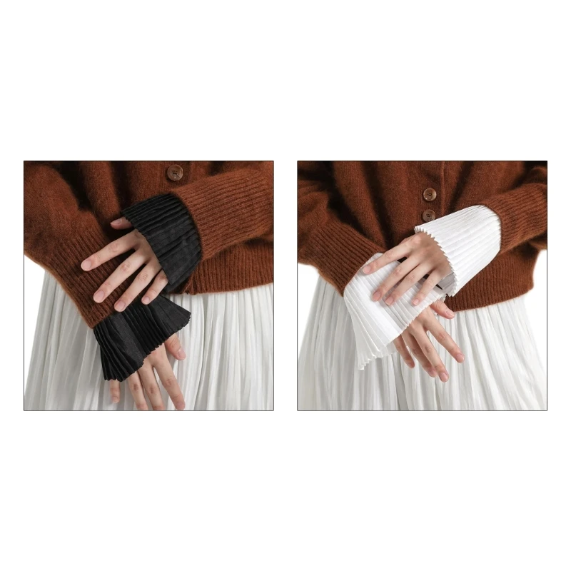 

Detachable Pleated Wrist Cuffs for Woman Teens Shirt Dress Sweater Decorative 28TF