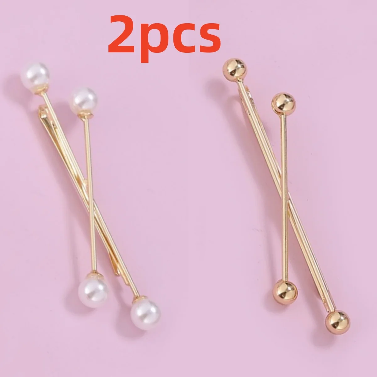 2PCS Gold Pearl Hair Pin & Earring Set, Modern Geometric Hair Accessories, Elegant Pearl Jewelry Set, Stylish Party Hair Decor