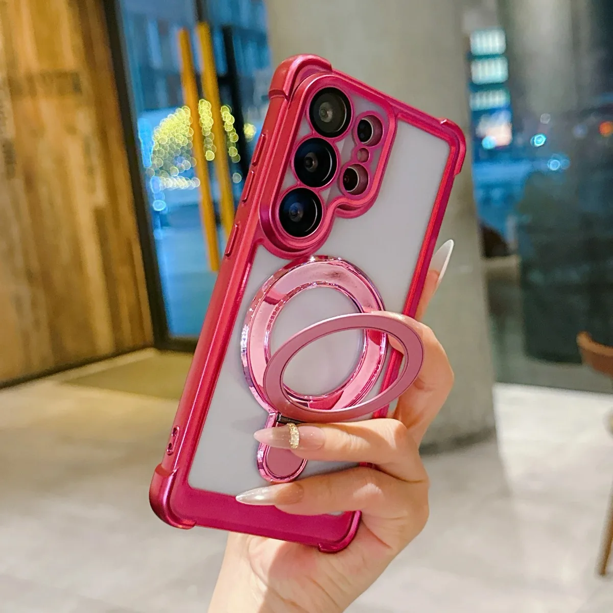 Luxury Electroplated Phone Case with Magsafe Magnetic Ring Holder and Kickstand