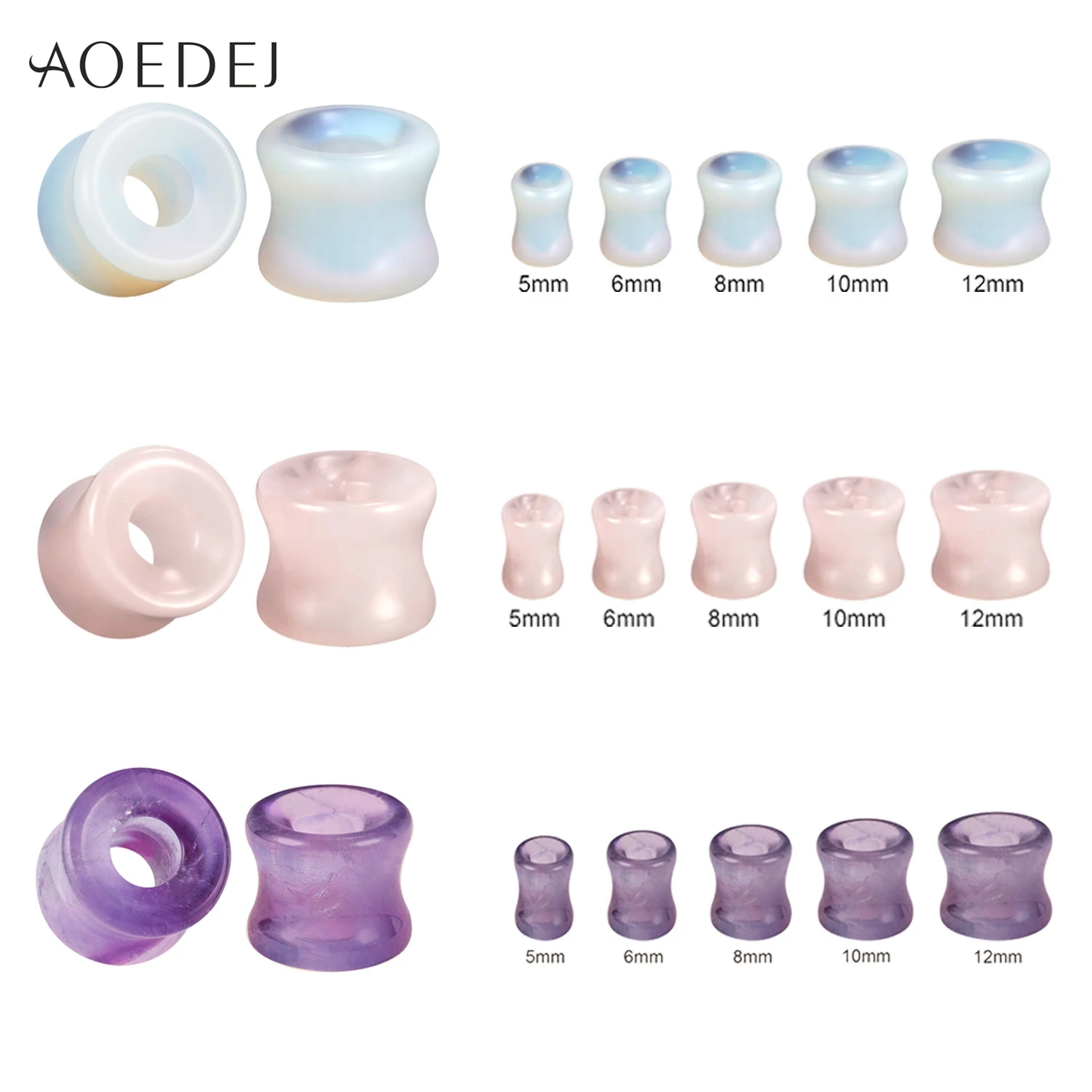 

AOEDEJ 1 PC Opal Stone Ear Plug And Tunnel 5/6/8/10/12MM Ear Gauges Double Flared Ear Stretchers Expander Ear Piercing Jewelry