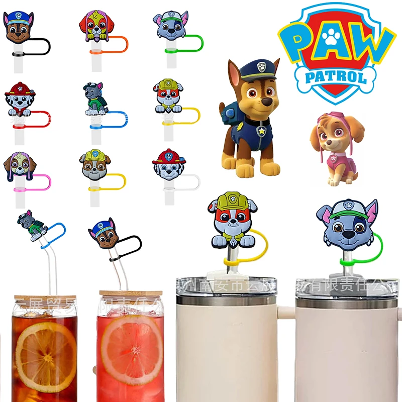 9Pcs Paw Patrol Cartoon Bere Cappuccio Antipolvere Simpatiche Coperture Di Paglia Punte Di Paglia In Silicone Coperchi Riutilizzabili A Prova Di Polve