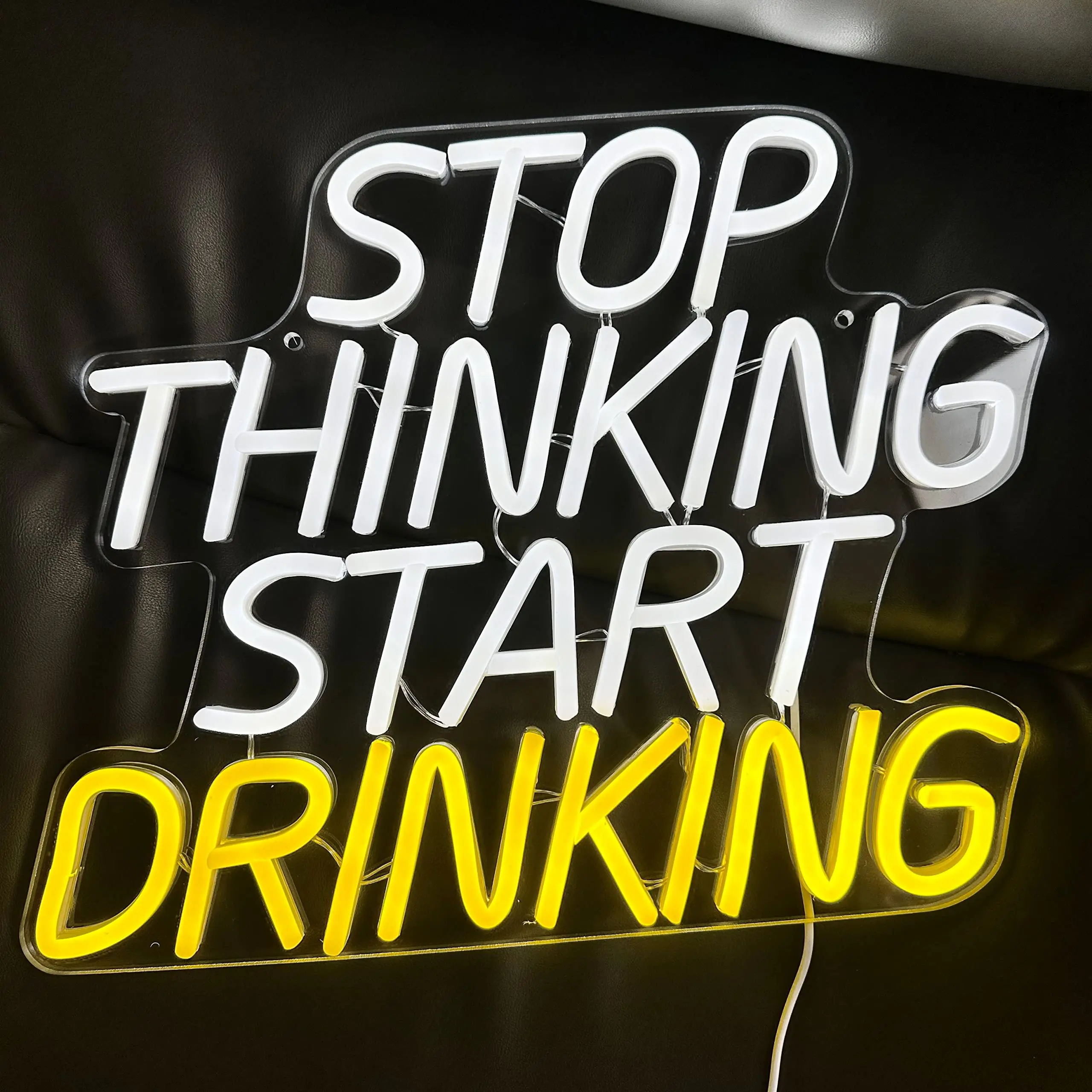 

Stop Thinking Start Drinking Neon Sign LED Light Letter Neon Light Wall Decor Lamp for Beer Bar Party Club Kitchen Decor USB