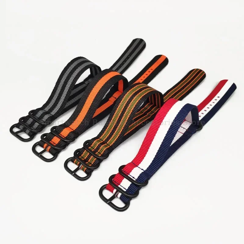 Nylon Fabric Woven Watch Strap with Black Buckle