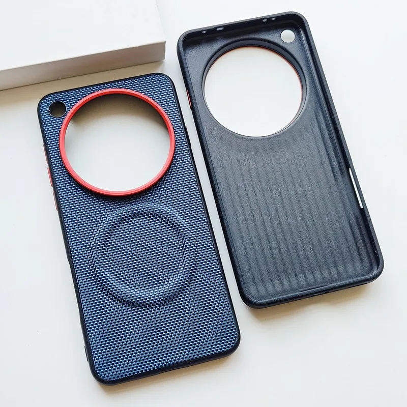 Luxury Magnetic Wireless Charging Soft TPU & Nylon Woven Leather Back Cover Case