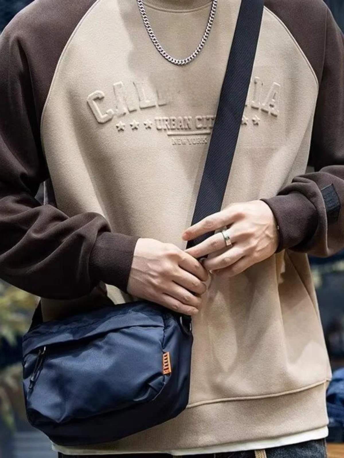 High-End American Sle Fce-Lined round Ne Sweatirt Men's Autumn Winter Casual Loose Bot irt Men's Faion Trend