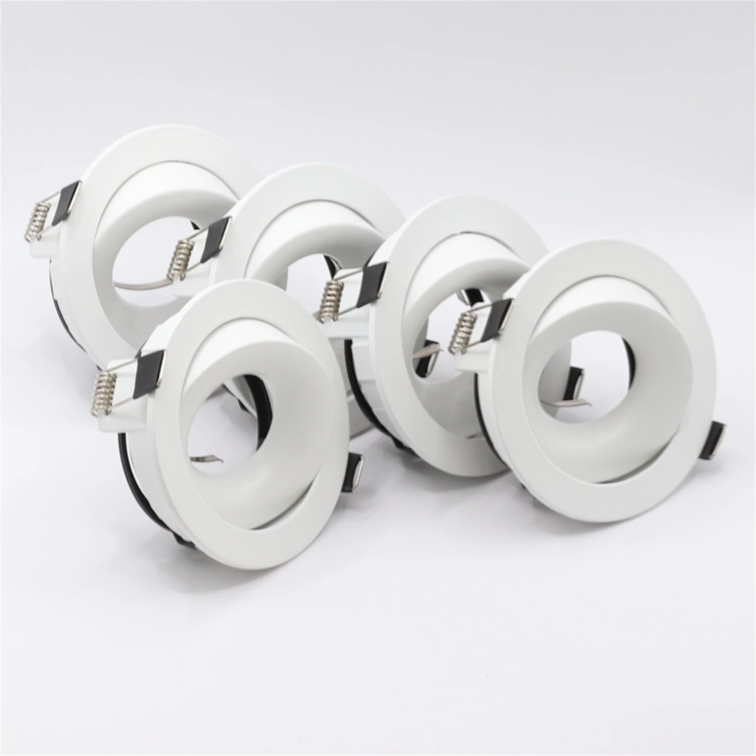 5pcs LED Spotlight Frame with GU10 Base Recessed Round Downlight Adjustable Angle Lamp for Kitchen Living Room Bedroom Lighting