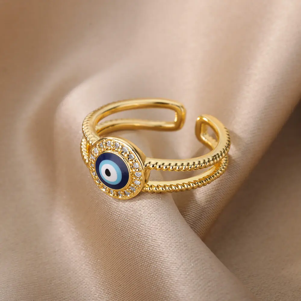 Women Gold Stainless Steel Eye Rings