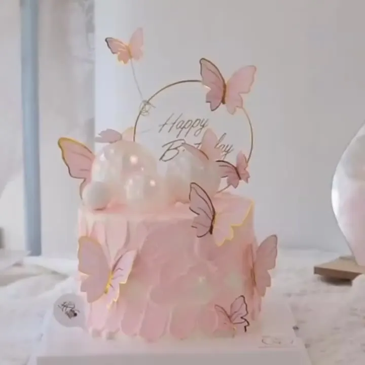 Confezione da 30 decorazioni per torte a forma di farfalla, blu e oro, decorazioni per feste di compleanno, decorazioni per torte di compleanno da donna, decorazioni per feste di compleanno, baby