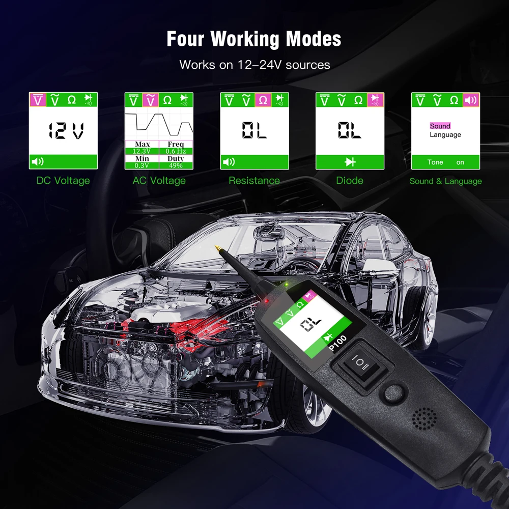 Car Circuit Tester Kit 12/24V Power Circuit Probe Voltage Resistance Testing Over-Load/Short Automotive Diagnostic Tool circuit tester kit