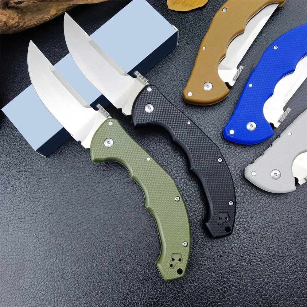 

EDC C/S 21TTL Talwar Folding Knife S35VN Satin Plain Trailing Point Blade G10 Handles Tactical Outdoor Self Defense Hunt Tool