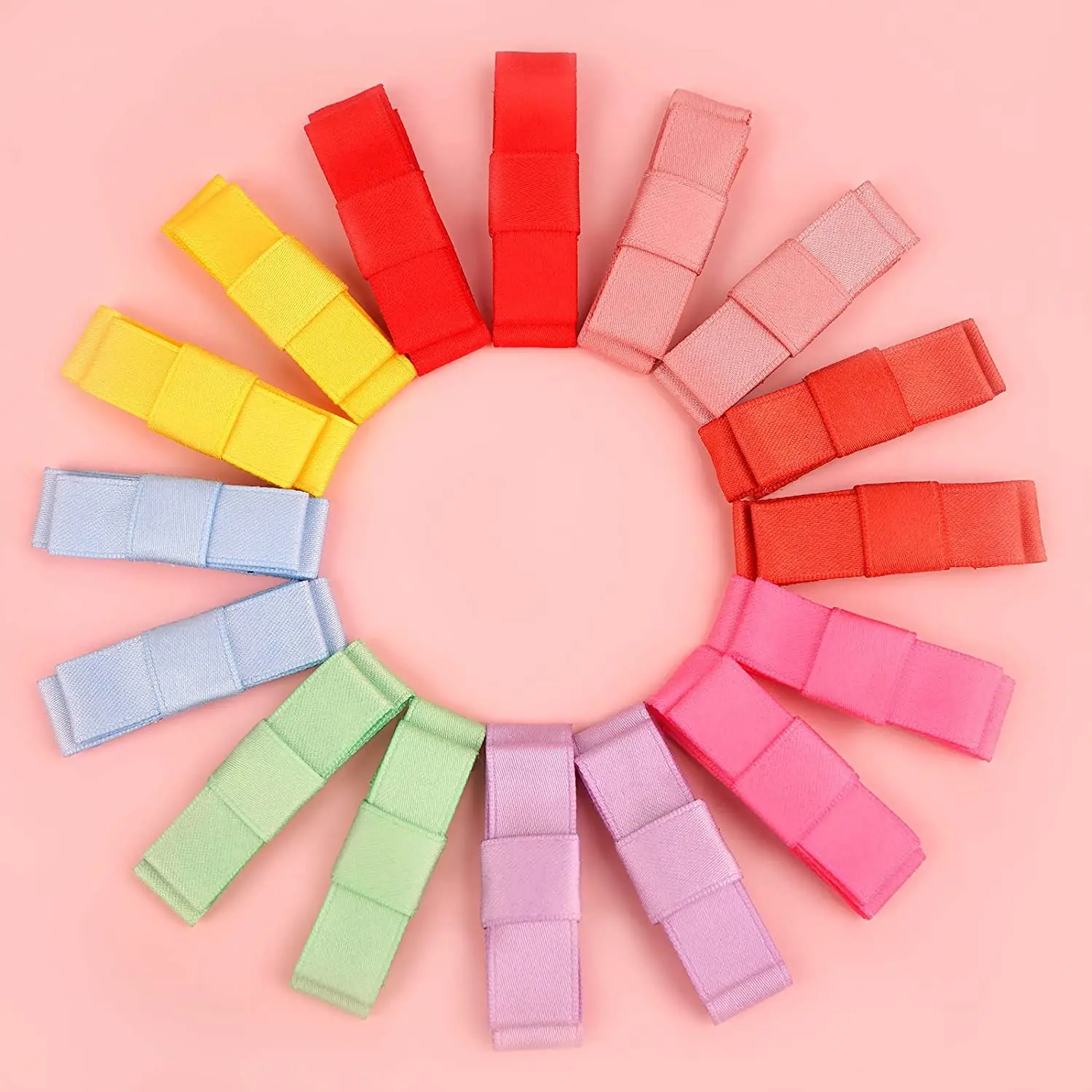 16Pcs Toddler Girls Snap Clips Hair Slide Clips for Girls 2 Inch, Hair Bow Clips for Baby Full Ribbon Covered Safe Snap Clips
