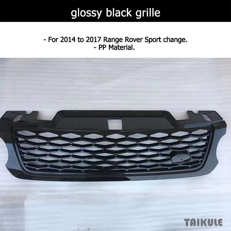 Para Range Rover Sport 2014 a 2017, cambie el kit de carrocería estilo LM, la parrilla negra brillante, el parachoques delantero de material PP, agregue imprimación de borde delantero