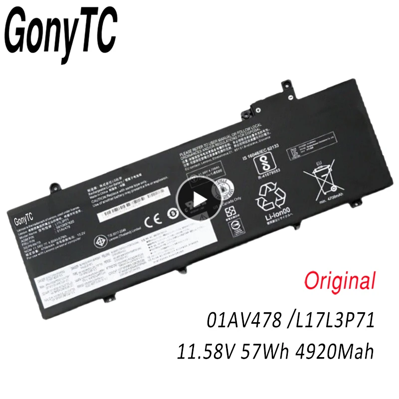 

01AV478 NEW Original Laptop Battery FOR Lenovo ThinkPad T480S Series SB10K97620 01AV479 01AV480 L17L3P71 L17M3P71 L17S3P71